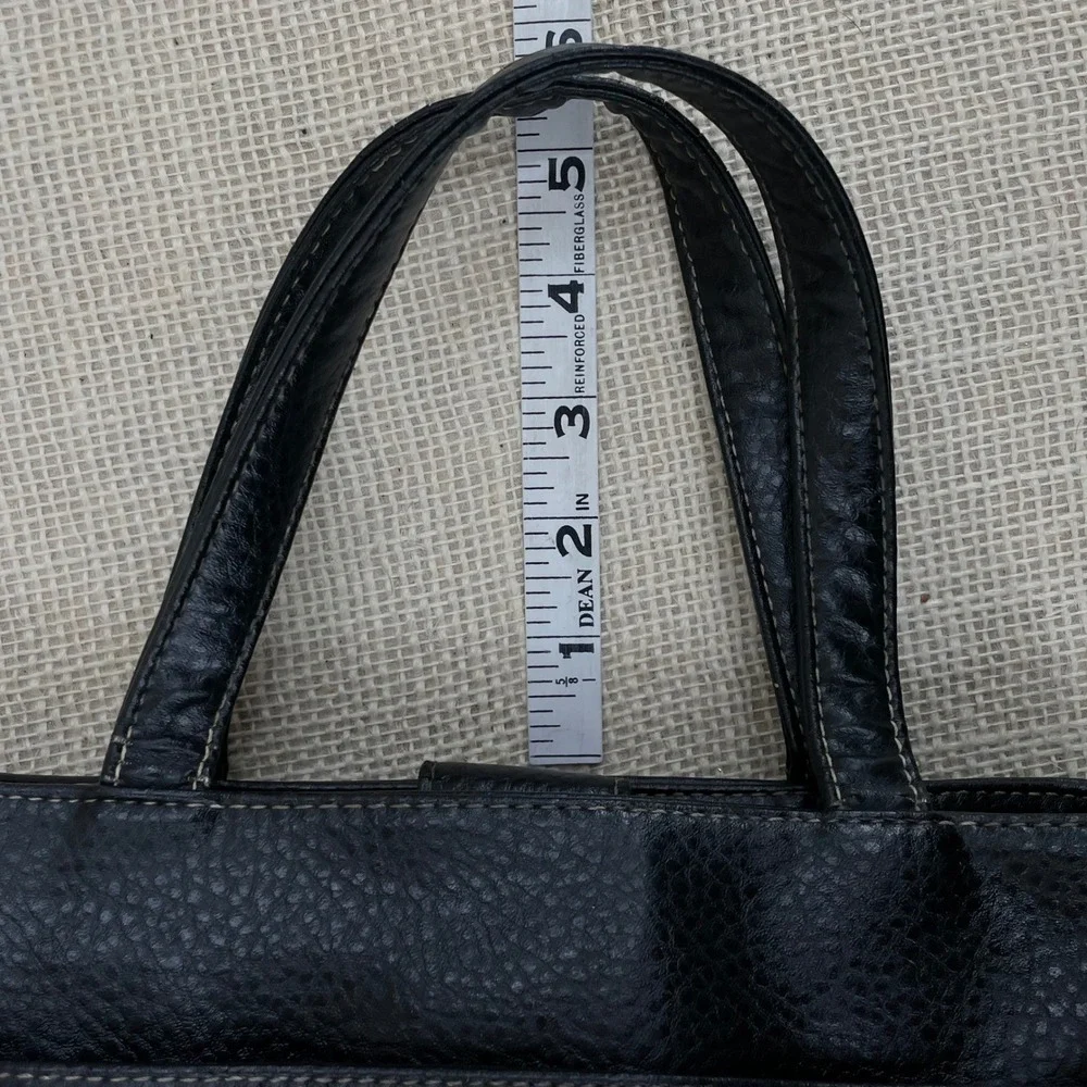 Relic Black Pebbled Faux Leather Satchel Crossbody Handbag Triple Compartment‎